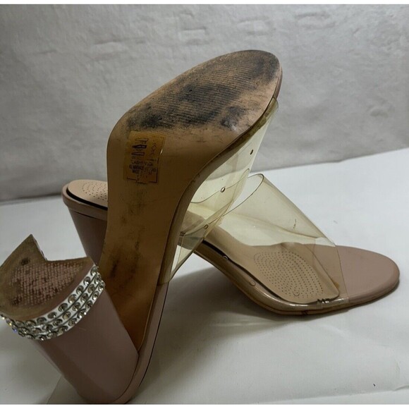 Azalea Wang Clear Rich Girl Chunky Heel with Diamonds Blink Sandal -size 11 - Picture 6 of 6